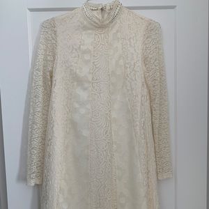 HD Paris Anthropologie Cream Lace Tunic/Mini Dress
